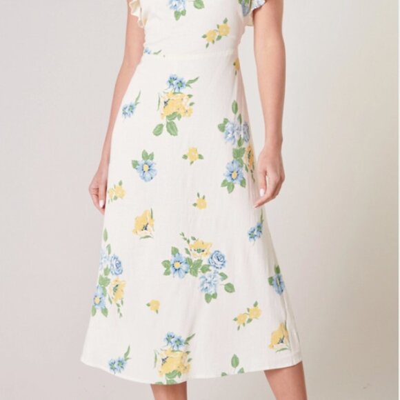 NWT Zula Floral Ruffle Trim Milo Midi Dress Sugarlips - Picture 4 of 6
